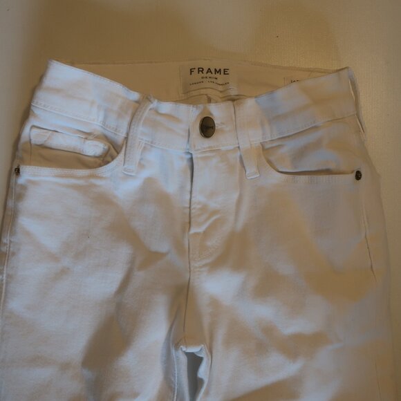 Womens Frame Denim Blanc White Le Skinny de Jeanne Raw Hem Ankle Slit Jeans 23 * - Picture 5 of 13